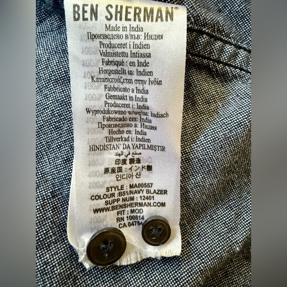 🇬🇧 Ben Sherman Mod Fit Button-Down Shirt Navy Blazer Polka Dot 100% Cotton XL 🇬🇧 - Picture 12 of 14